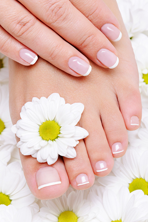 French manicure and pedicure
